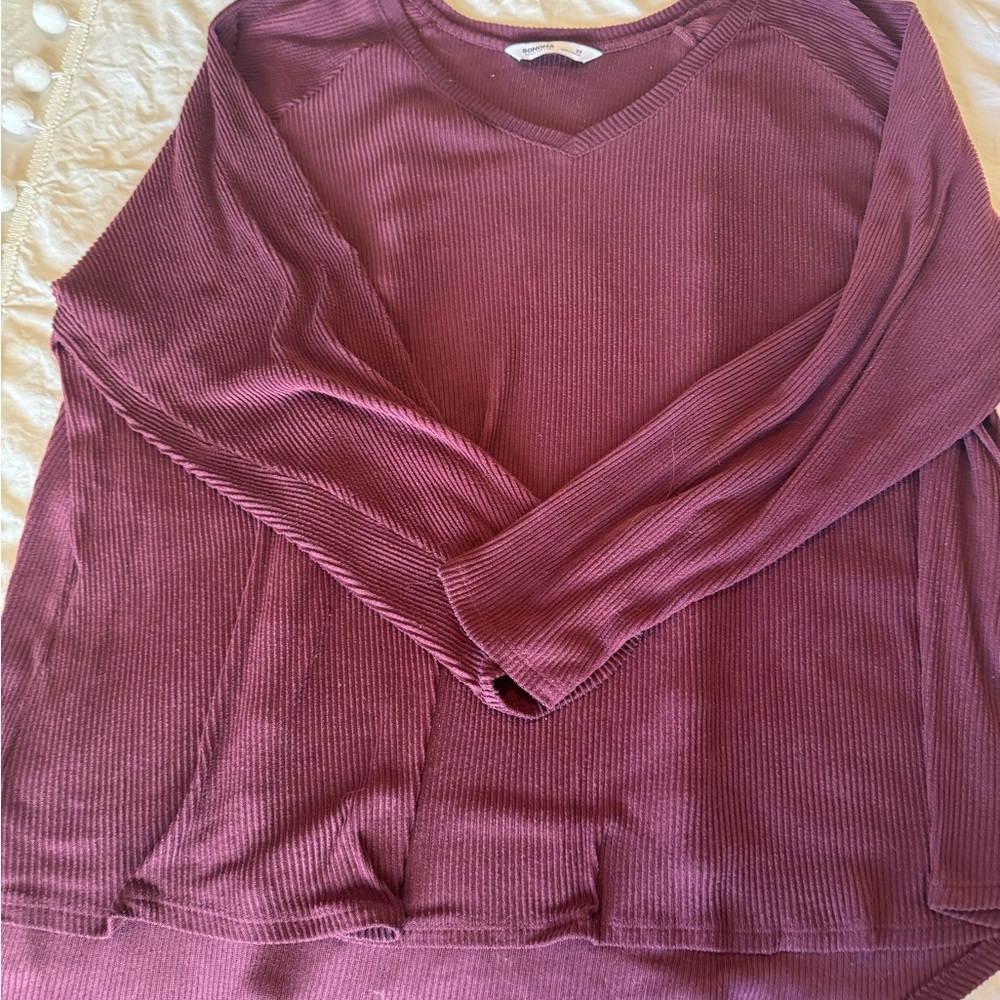Sonoma Women's V-Neck Sweater - Burgundy